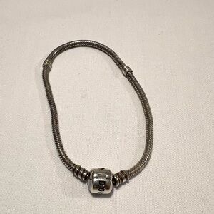 Pandora Sterling Silver Moments Barrel Clasp Snake Chain Bracelet EUC